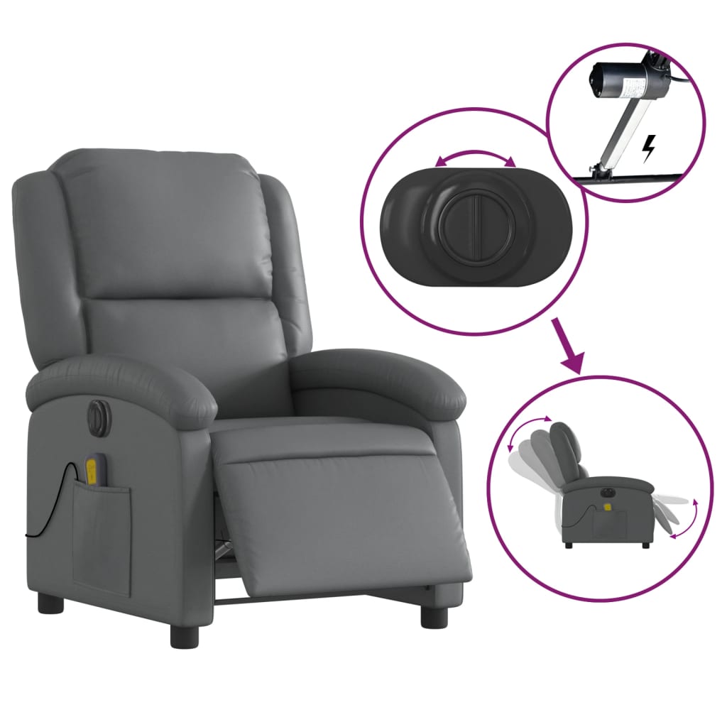 Massagestoel verstelbaar elektrisch kunstleer grijs is nu te koop bij PeponiXL, paradijselijk wonen!