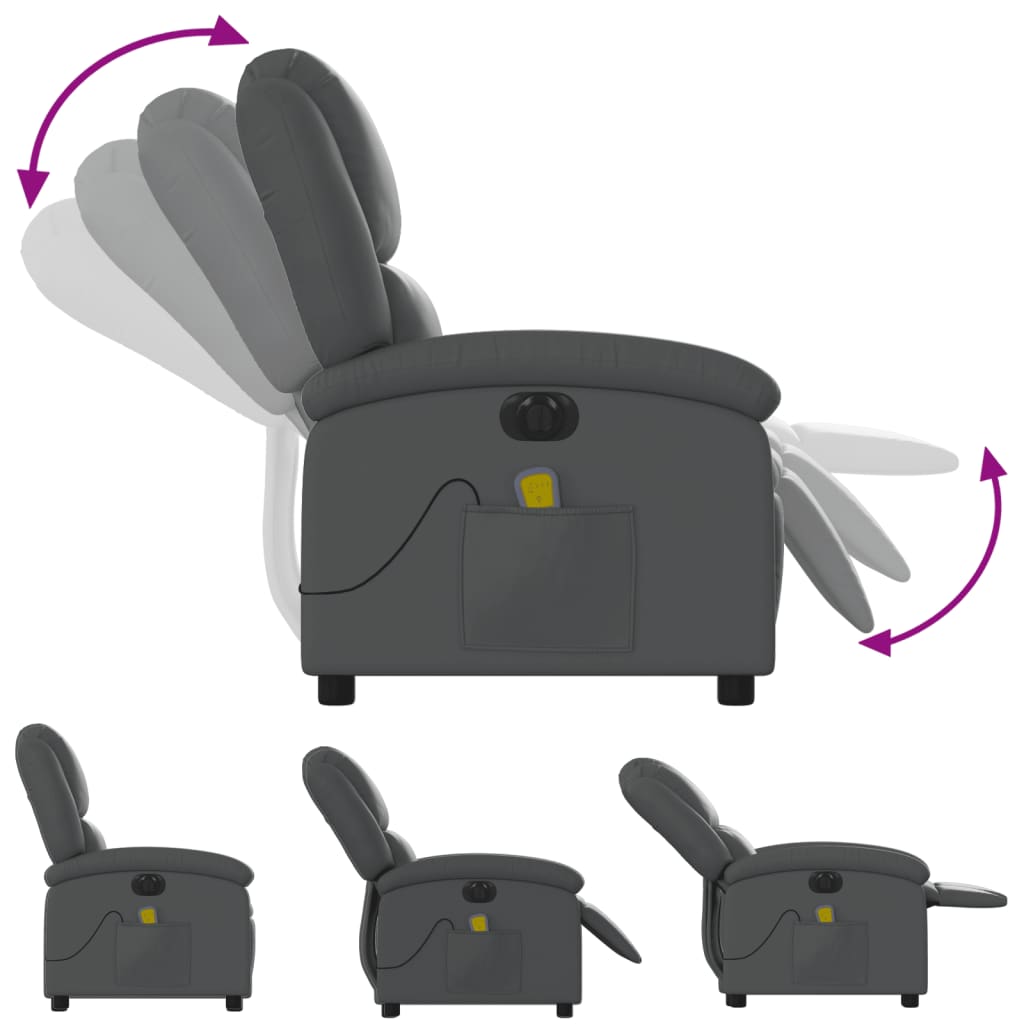 Massagestoel verstelbaar elektrisch kunstleer grijs is nu te koop bij PeponiXL, paradijselijk wonen!