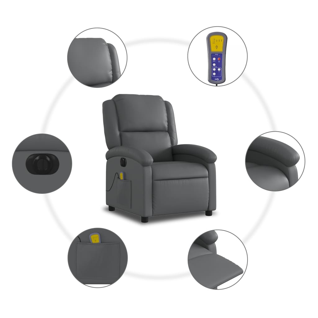 Massagestoel verstelbaar elektrisch kunstleer grijs is nu te koop bij PeponiXL, paradijselijk wonen!