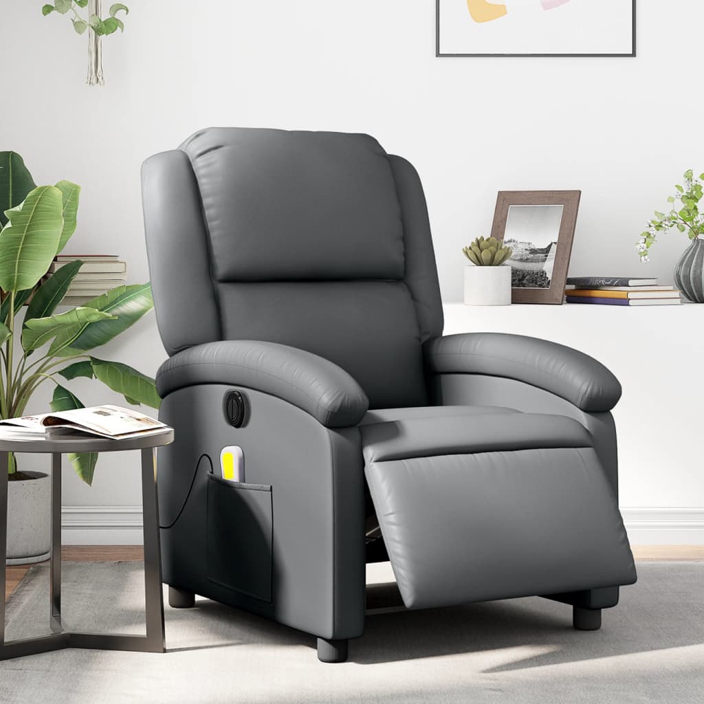 Massagestoel verstelbaar elektrisch kunstleer grijs is nu te koop bij PeponiXL, paradijselijk wonen!
