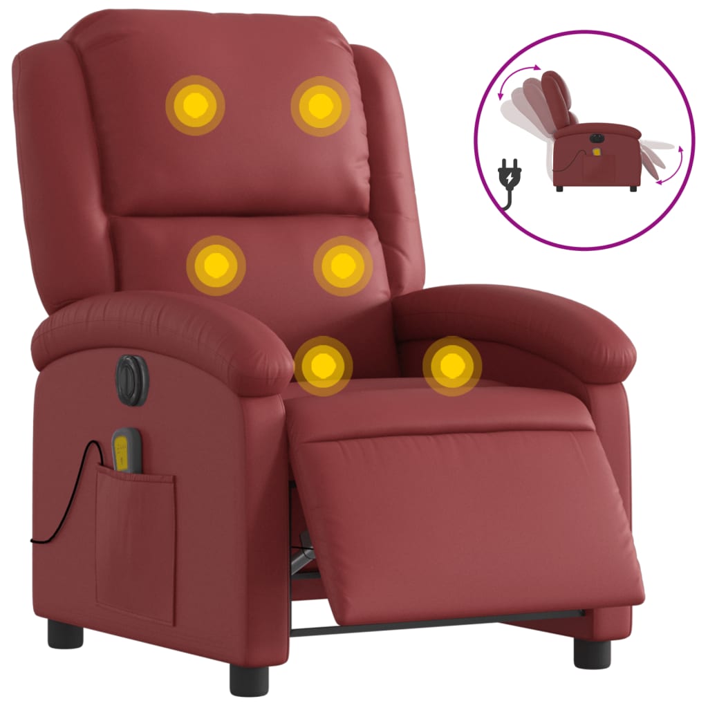 Massagestoel verstelbaar elektrisch kunstleer wijnrood is nu te koop bij PeponiXL, paradijselijk wonen!