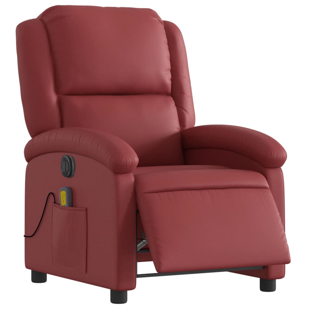 Massagestoel verstelbaar elektrisch kunstleer wijnrood is nu te koop bij PeponiXL, paradijselijk wonen!