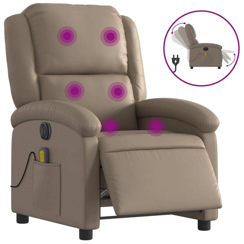Massagestoel verstelbaar elektrisch kunstleer cappuccinokleurig is nu te koop bij PeponiXL, paradijselijk wonen!