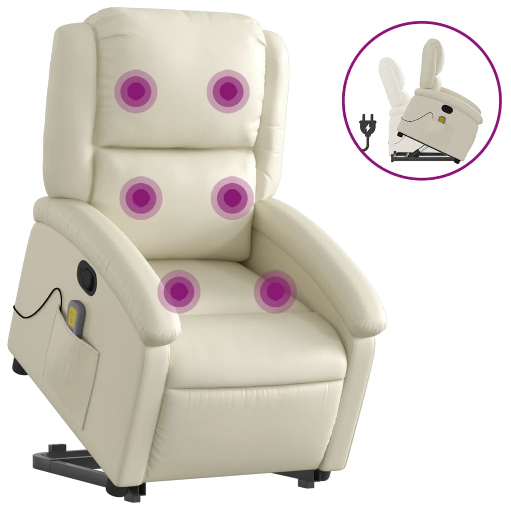 Sta-op-massagestoel verstelbaar kunstleer crèmekleurig is nu te koop bij PeponiXL, paradijselijk wonen!