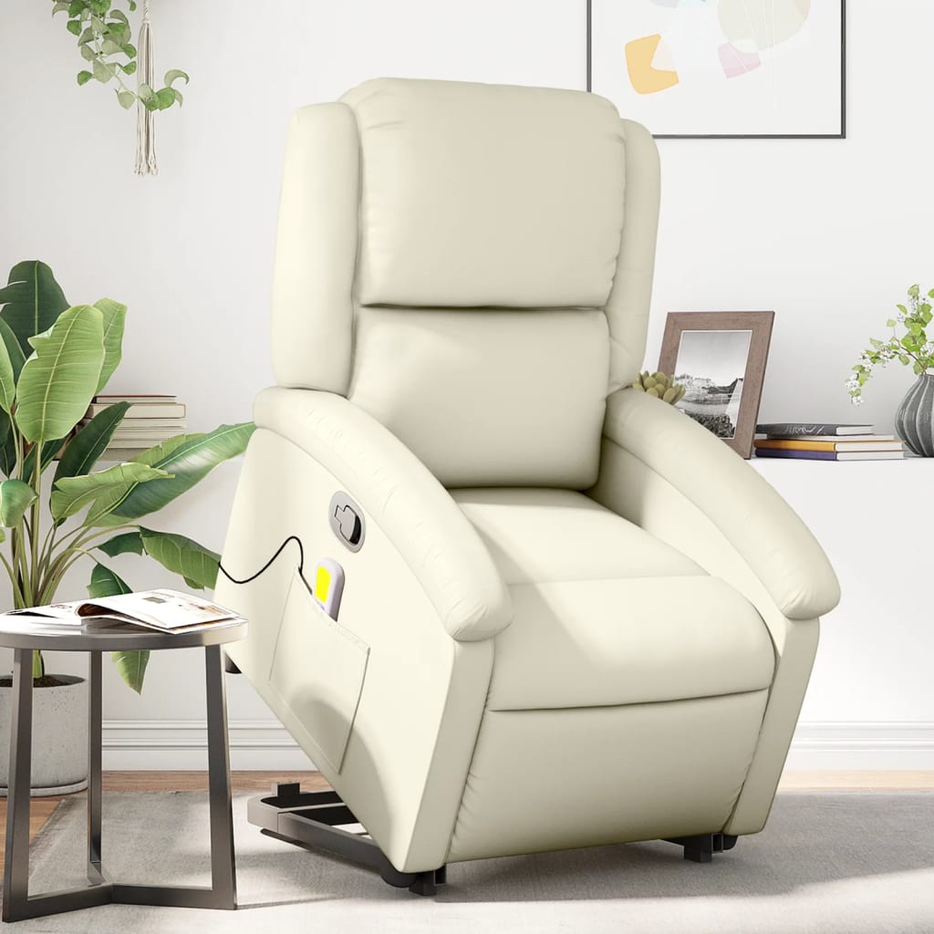 Sta-op-massagestoel verstelbaar kunstleer crèmekleurig is nu te koop bij PeponiXL, paradijselijk wonen!