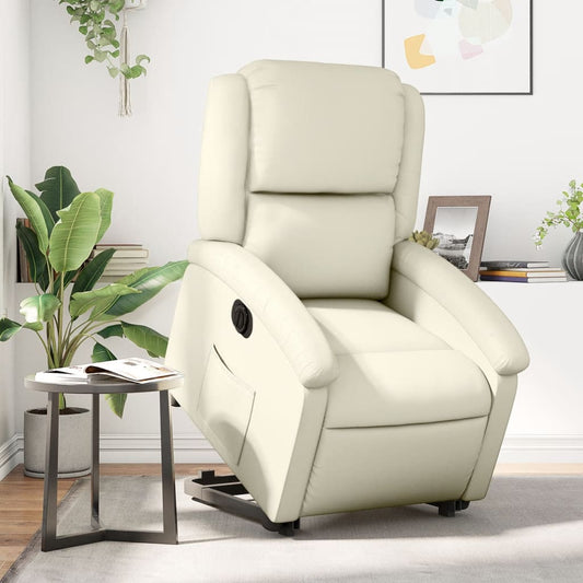 Sta-op-stoel elektrisch kunstleer crèmekleurig is nu te koop bij PeponiXL, paradijselijk wonen!