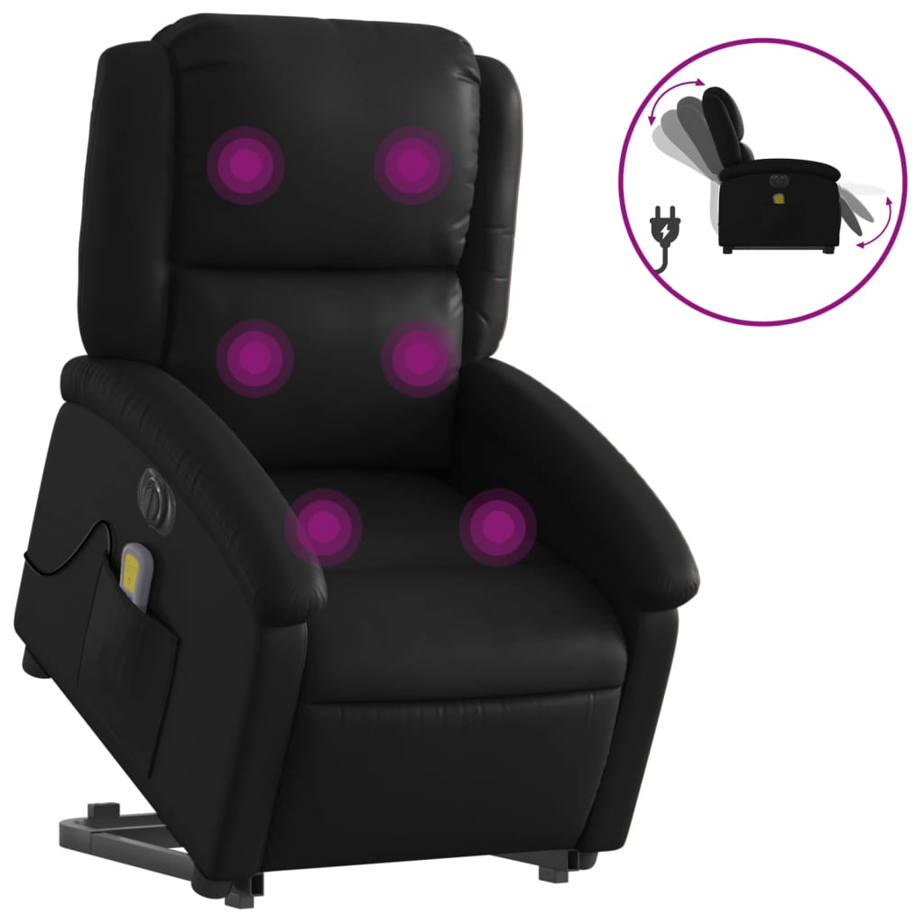 Sta-op-massagestoel elektrisch kunstleer zwart is nu te koop bij PeponiXL, paradijselijk wonen!