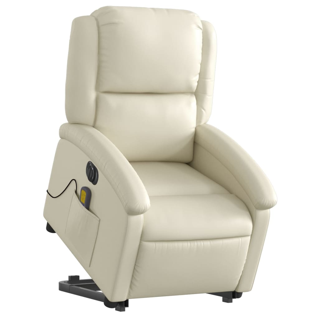 Sta-op-massagestoel elektrisch kunstleer crèmekleurig is nu te koop bij PeponiXL, paradijselijk wonen!