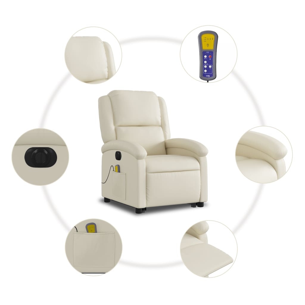 Sta-op-massagestoel elektrisch kunstleer crèmekleurig is nu te koop bij PeponiXL, paradijselijk wonen!