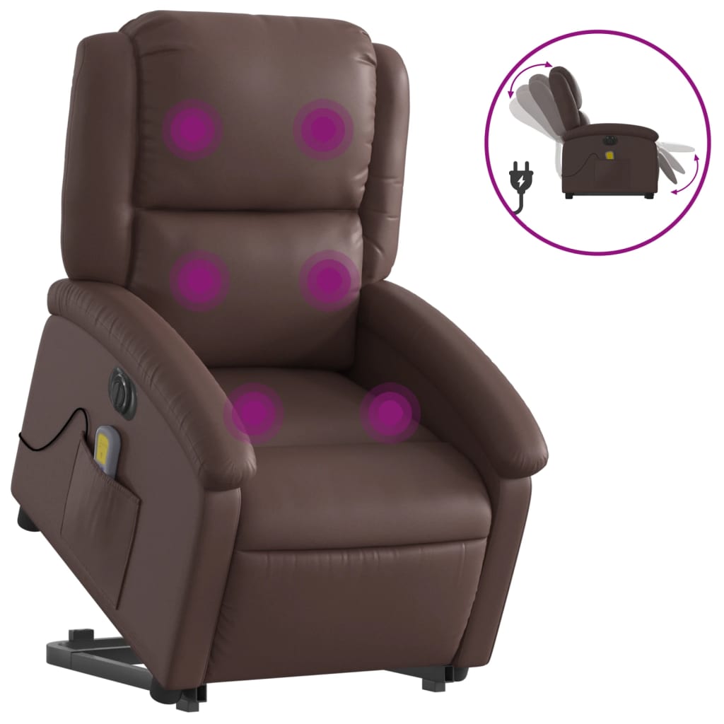 Sta-op-massagestoel elektrisch kunstleer bruin is nu te koop bij PeponiXL, paradijselijk wonen!