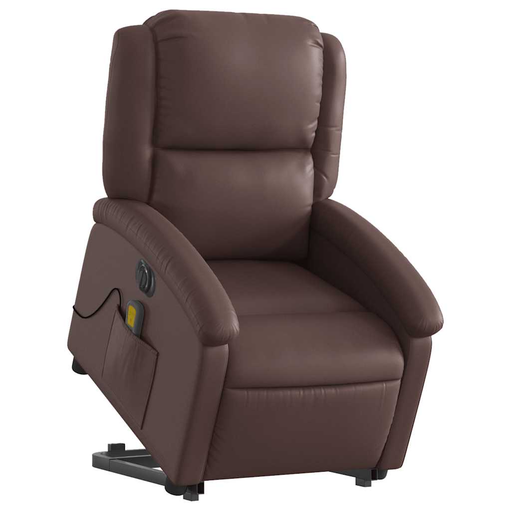 Sta-op-massagestoel elektrisch kunstleer bruin is nu te koop bij PeponiXL, paradijselijk wonen!