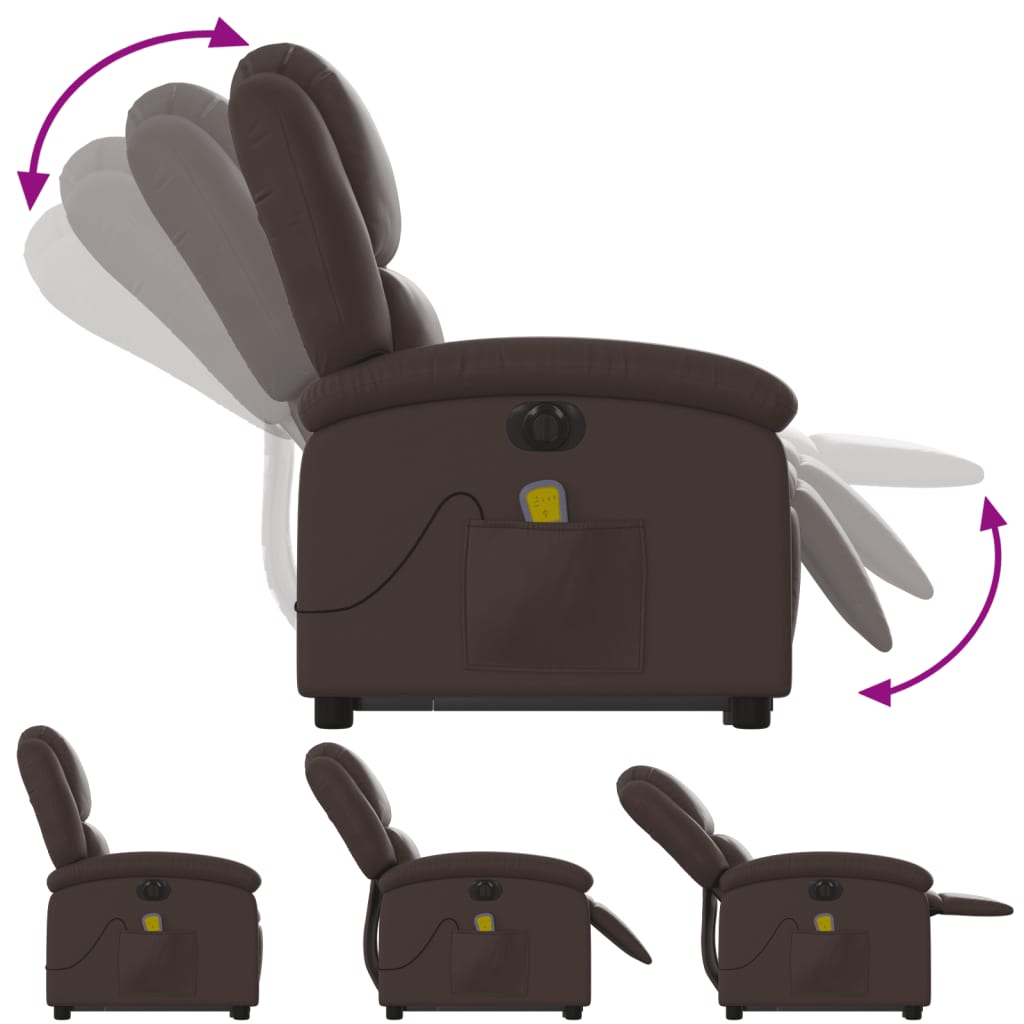 Sta-op-massagestoel elektrisch kunstleer bruin is nu te koop bij PeponiXL, paradijselijk wonen!