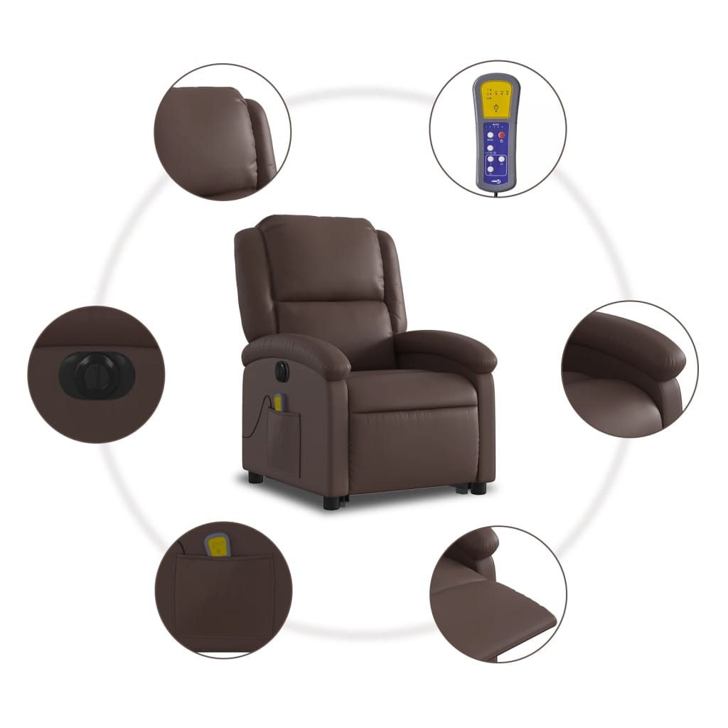 Sta-op-massagestoel elektrisch kunstleer bruin is nu te koop bij PeponiXL, paradijselijk wonen!