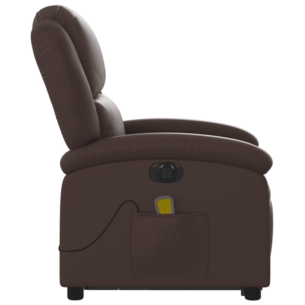 Sta-op-massagestoel elektrisch kunstleer bruin is nu te koop bij PeponiXL, paradijselijk wonen!