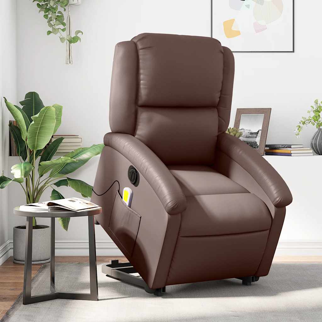 Sta-op-massagestoel elektrisch kunstleer bruin is nu te koop bij PeponiXL, paradijselijk wonen!