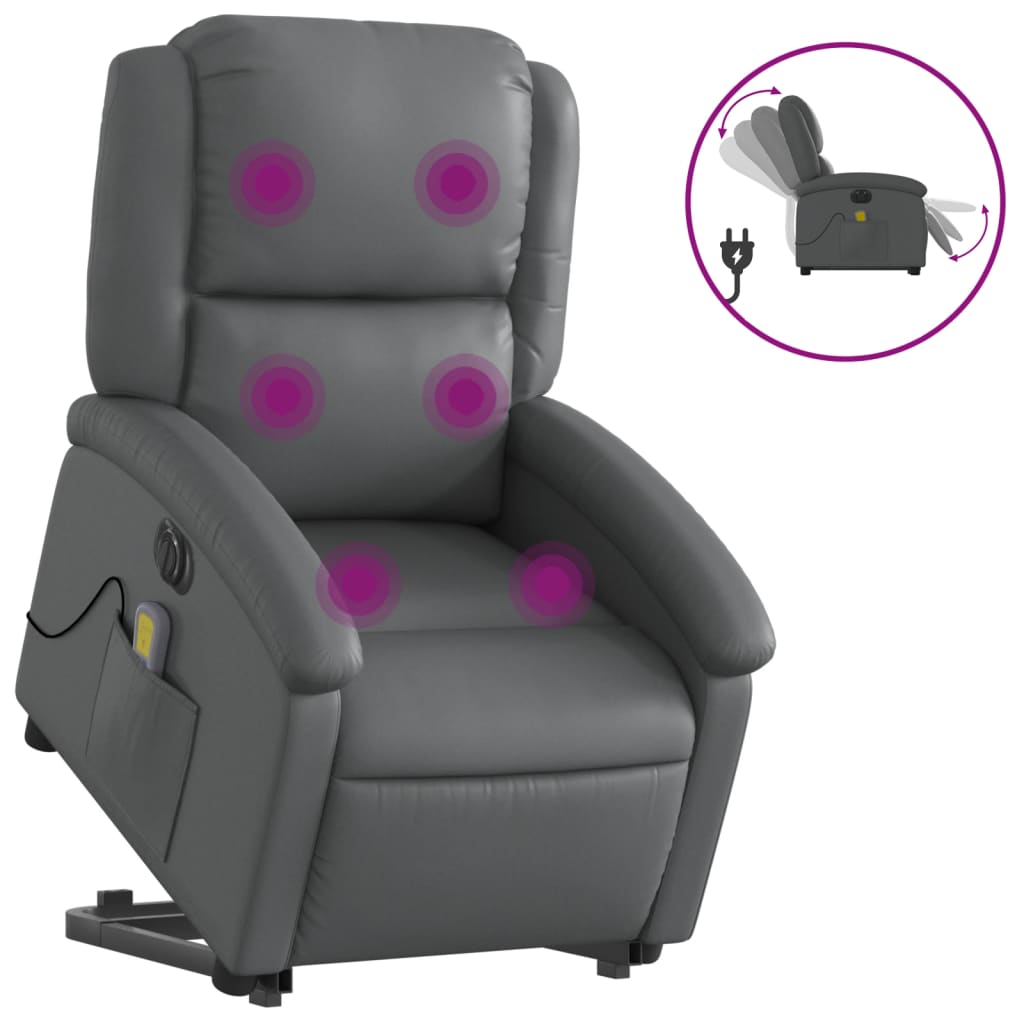 Sta-op-massagestoel elektrisch kunstleer grijs is nu te koop bij PeponiXL, paradijselijk wonen!