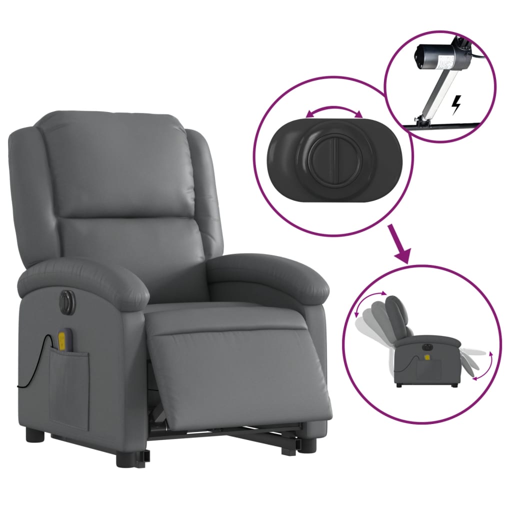 Sta-op-massagestoel elektrisch kunstleer grijs is nu te koop bij PeponiXL, paradijselijk wonen!
