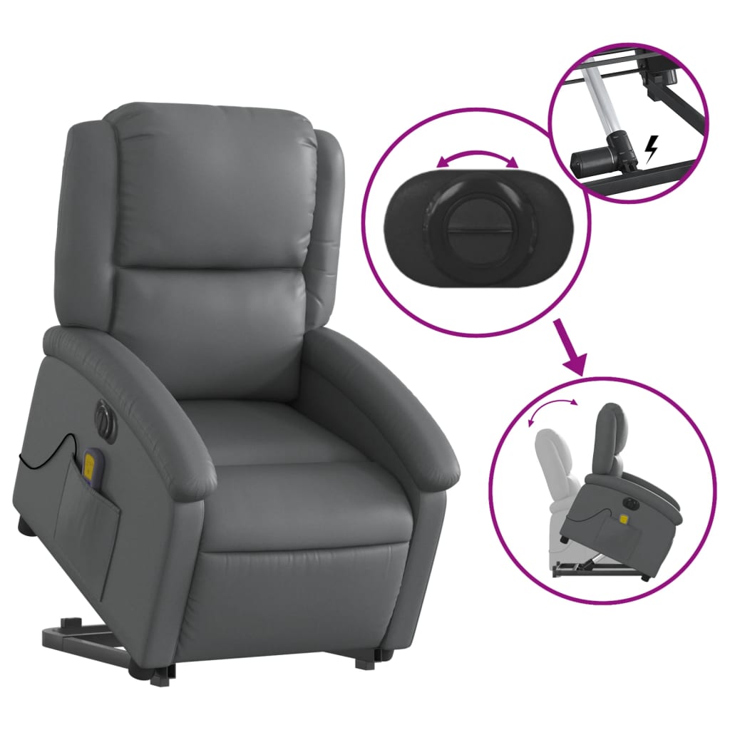 Sta-op-massagestoel elektrisch kunstleer grijs is nu te koop bij PeponiXL, paradijselijk wonen!