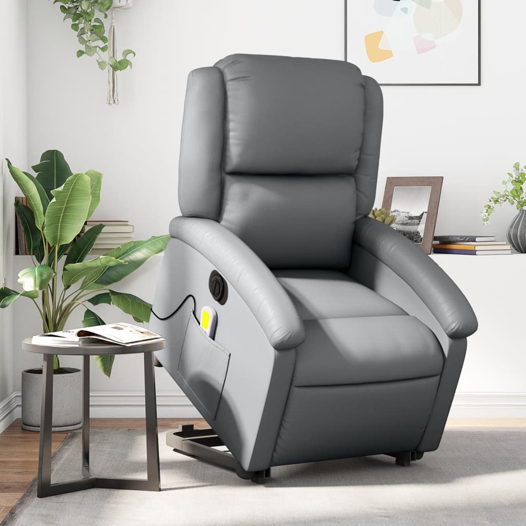 Sta-op-massagestoel elektrisch kunstleer grijs is nu te koop bij PeponiXL, paradijselijk wonen!