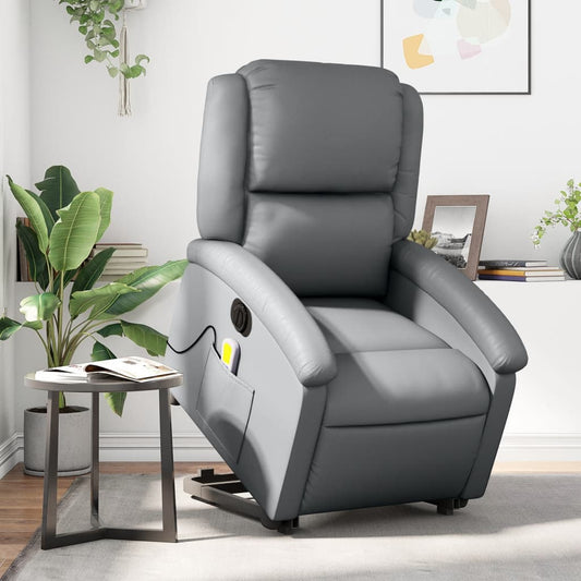 Sta-op-massagestoel elektrisch kunstleer grijs is nu te koop bij PeponiXL, paradijselijk wonen!