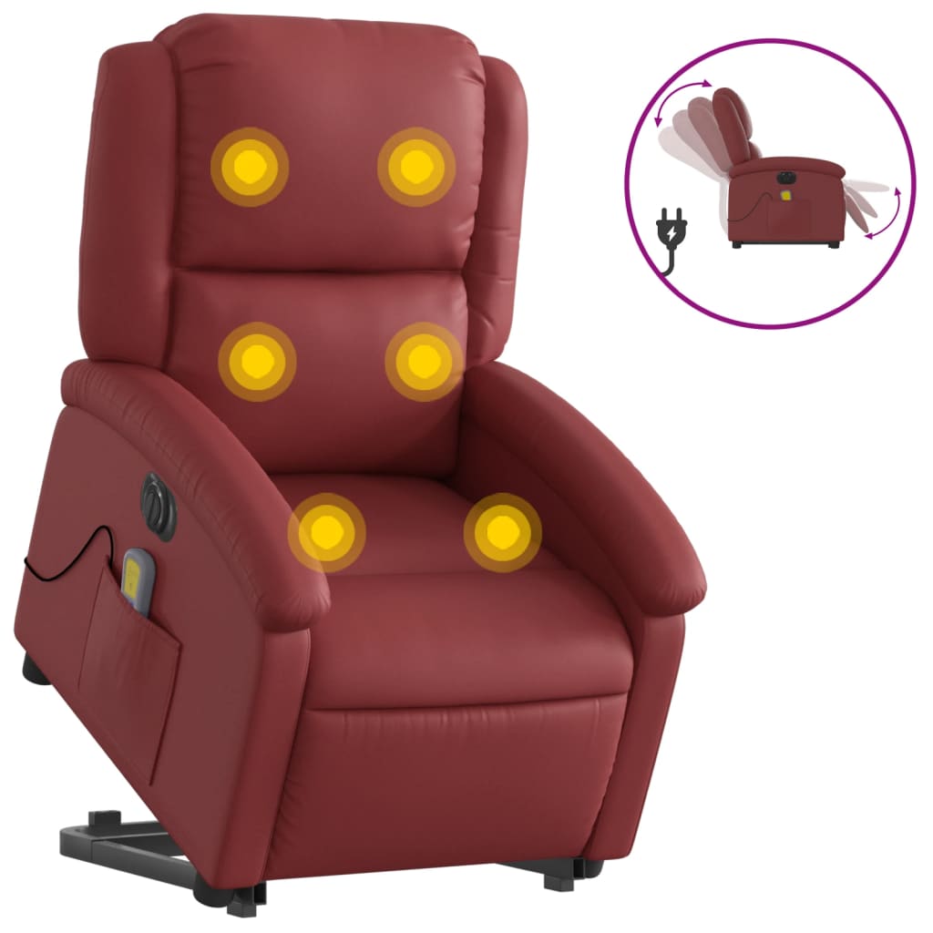 Sta-op-massagestoel elektrisch kunstleer wijnrood is nu te koop bij PeponiXL, paradijselijk wonen!
