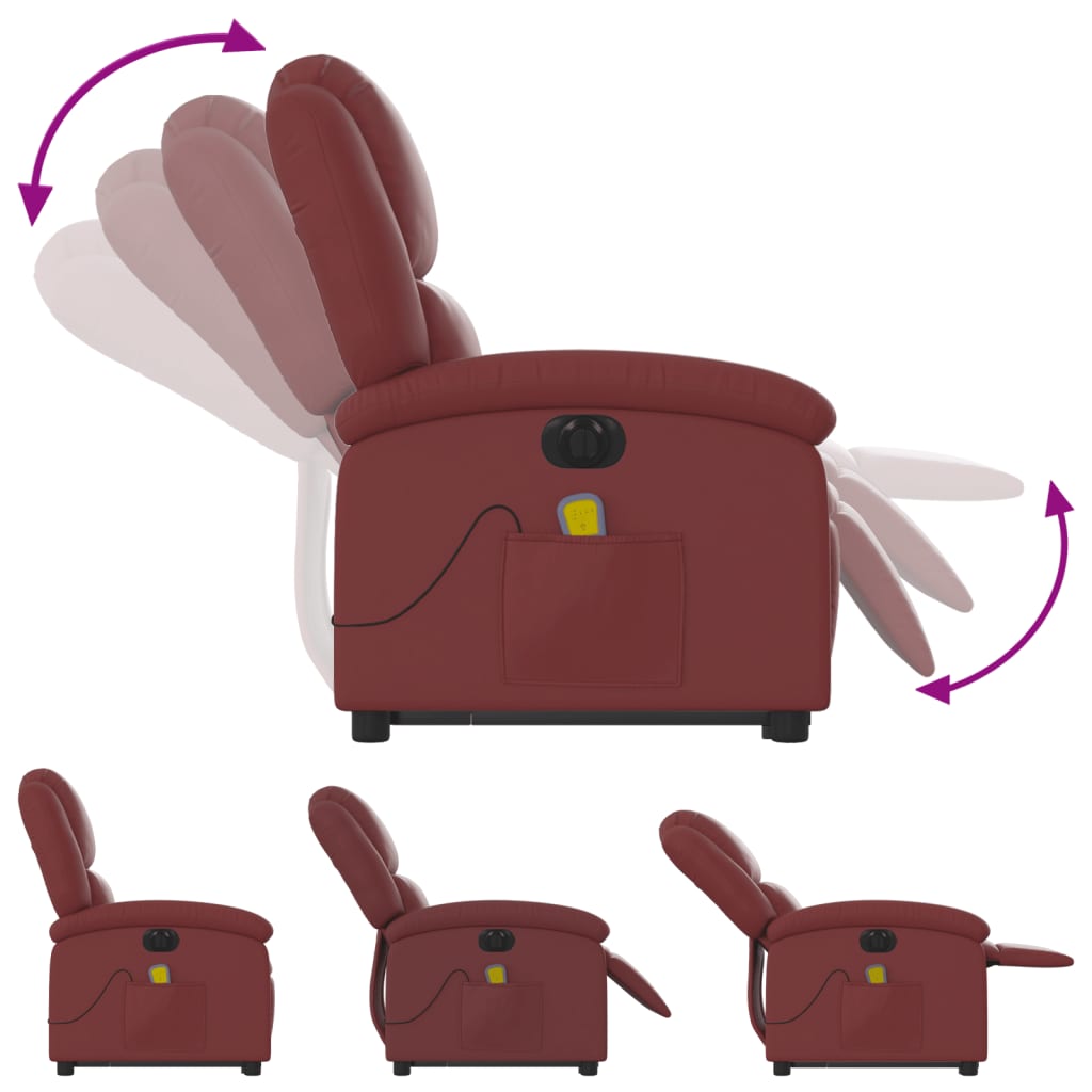 Sta-op-massagestoel elektrisch kunstleer wijnrood is nu te koop bij PeponiXL, paradijselijk wonen!