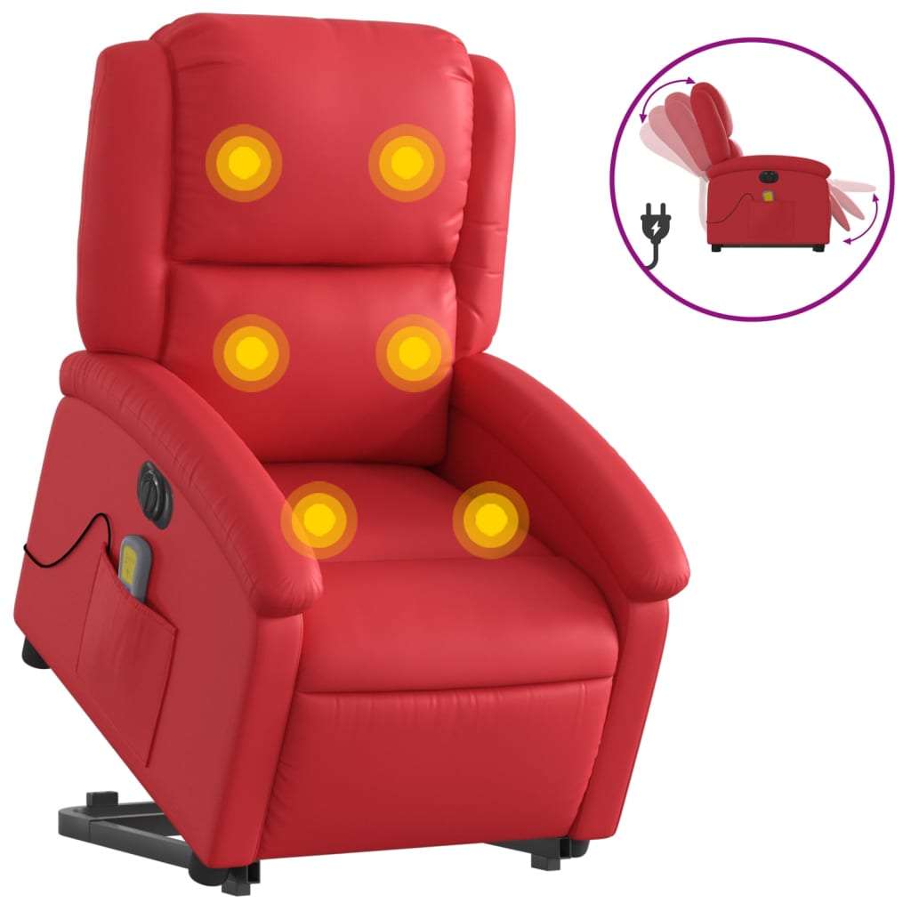 Sta-op-massagestoel elektrisch kunstleer rood is nu te koop bij PeponiXL, paradijselijk wonen!