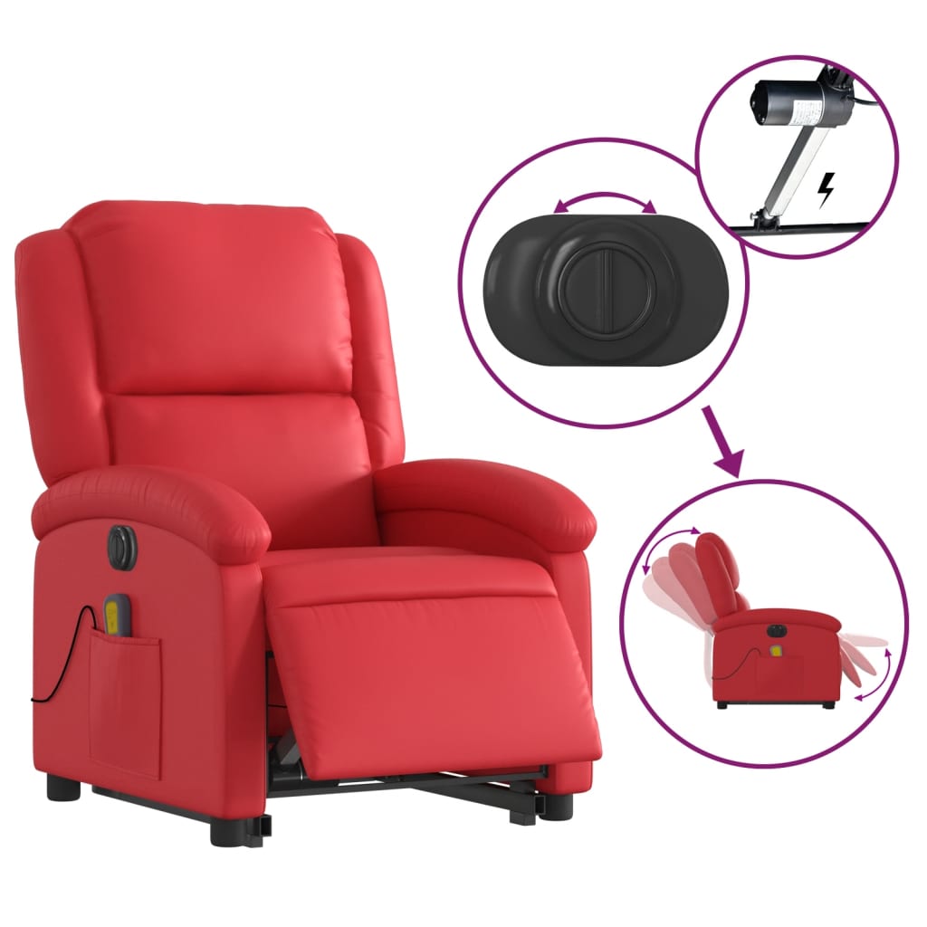 Sta-op-massagestoel elektrisch kunstleer rood is nu te koop bij PeponiXL, paradijselijk wonen!