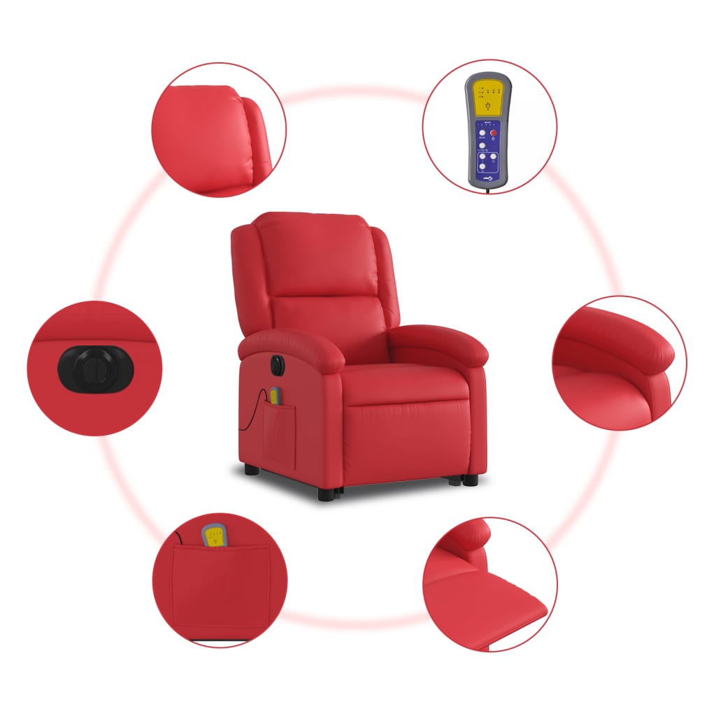 Sta-op-massagestoel elektrisch kunstleer rood is nu te koop bij PeponiXL, paradijselijk wonen!