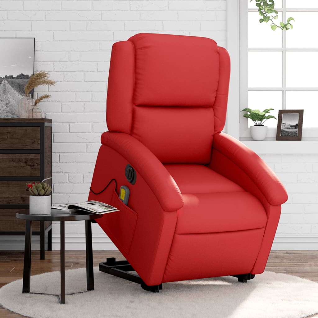 Sta-op-massagestoel elektrisch kunstleer rood is nu te koop bij PeponiXL, paradijselijk wonen!