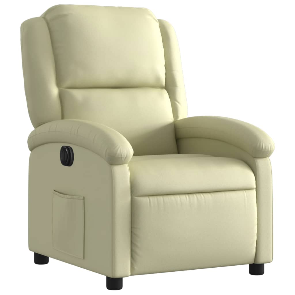Fauteuil elektrisch verstelbaar echt leer crèmekleurig is nu te koop bij PeponiXL, paradijselijk wonen!