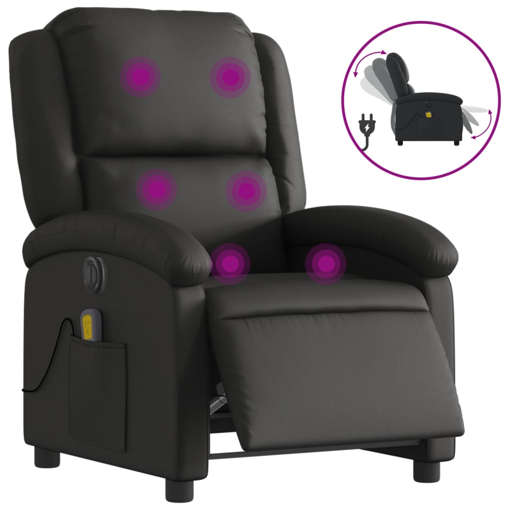 Massagestoel verstelbaar elektrisch echt leer zwart is nu te koop bij PeponiXL, paradijselijk wonen!