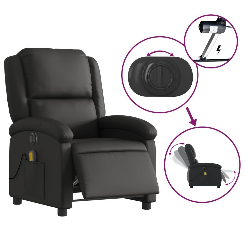 Massagestoel verstelbaar elektrisch echt leer zwart is nu te koop bij PeponiXL, paradijselijk wonen!