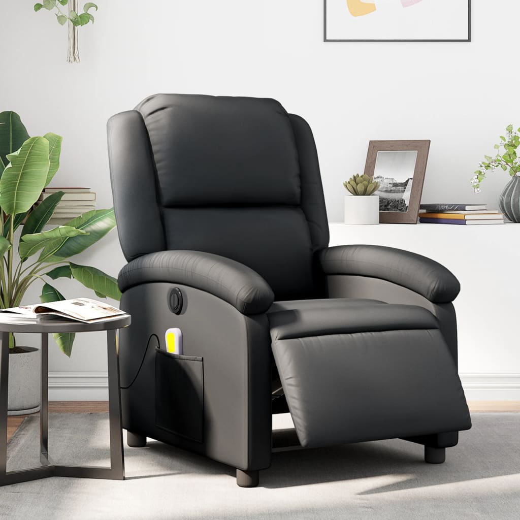 Massagestoel verstelbaar elektrisch echt leer zwart is nu te koop bij PeponiXL, paradijselijk wonen!