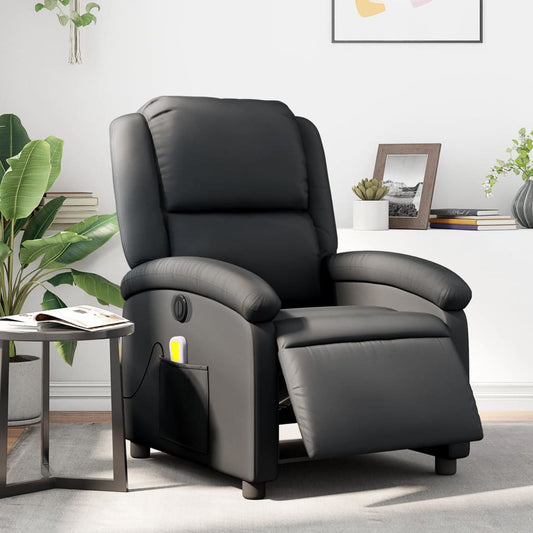 Massagestoel verstelbaar elektrisch echt leer zwart is nu te koop bij PeponiXL, paradijselijk wonen!