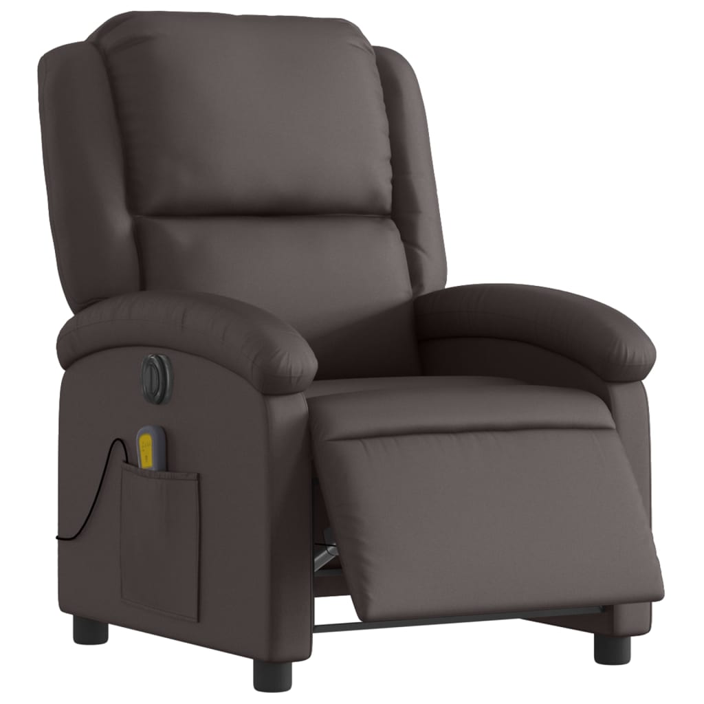 Massagestoel elektrisch verstelbaar echt leer donkerbruin is nu te koop bij PeponiXL, paradijselijk wonen!