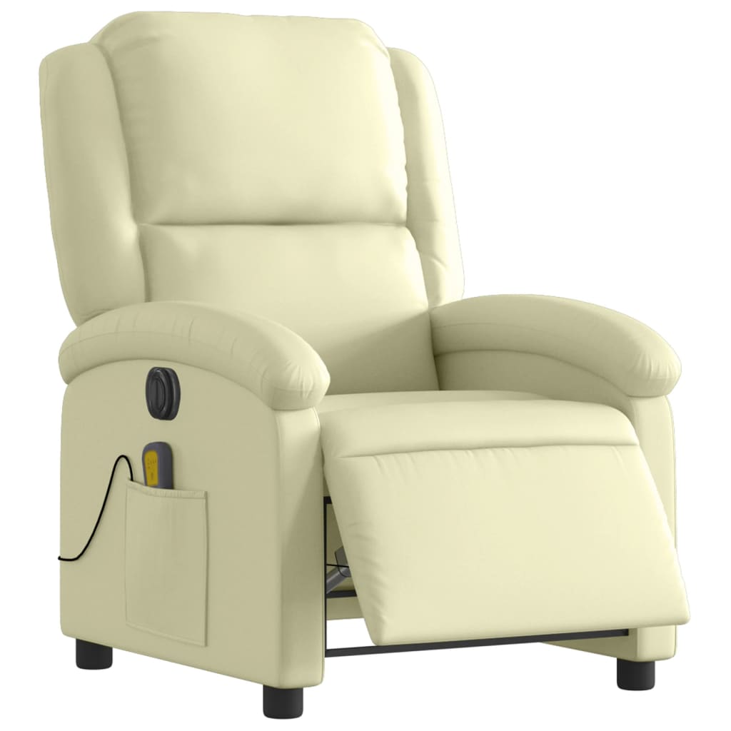 Massagestoel verstelbaar elektrisch echt leer crèmekleurig is nu te koop bij PeponiXL, paradijselijk wonen!