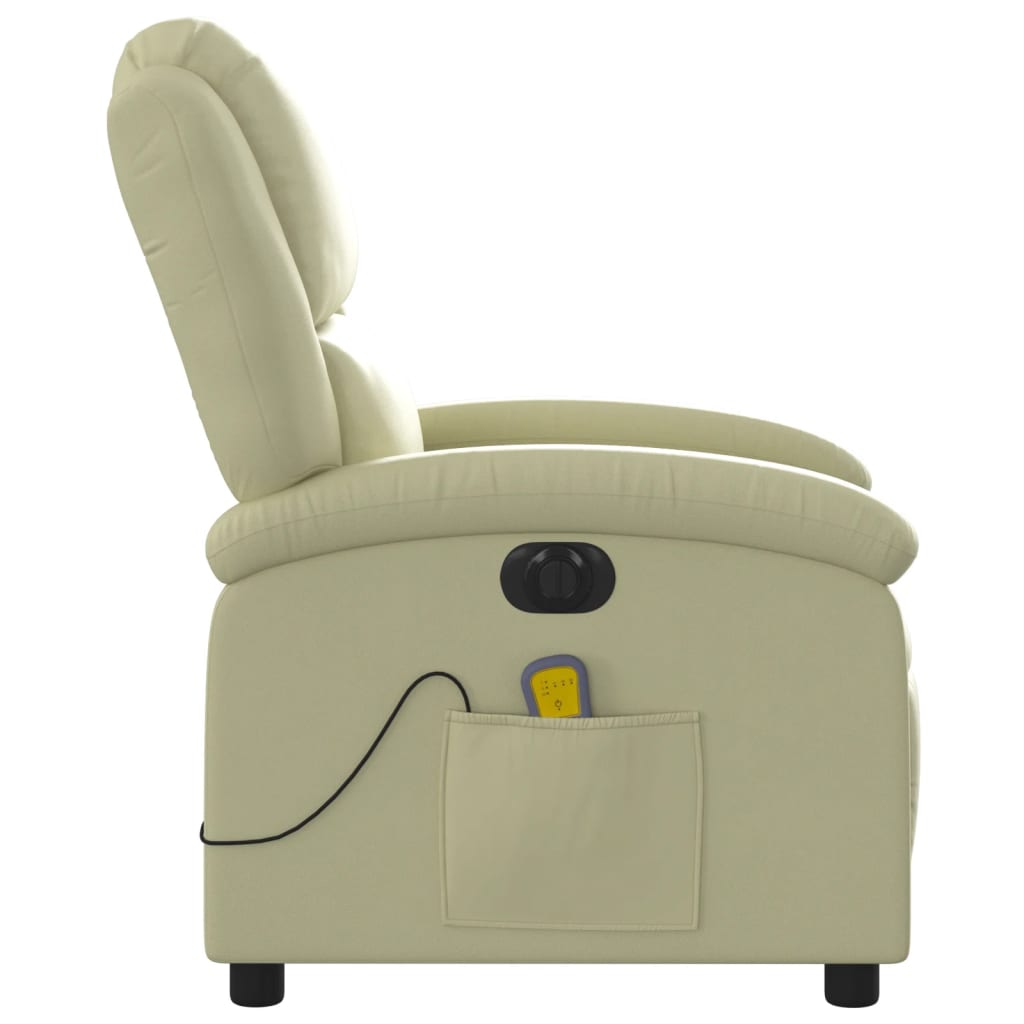Massagestoel verstelbaar elektrisch echt leer crèmekleurig is nu te koop bij PeponiXL, paradijselijk wonen!