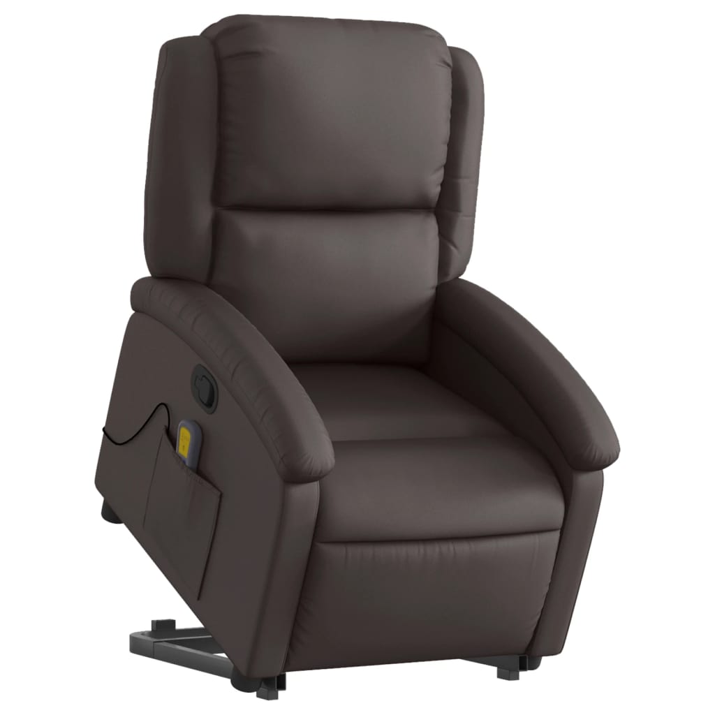 Sta-op-massagestoel verstelbaar echt leer donkerbruin is nu te koop bij PeponiXL, paradijselijk wonen!