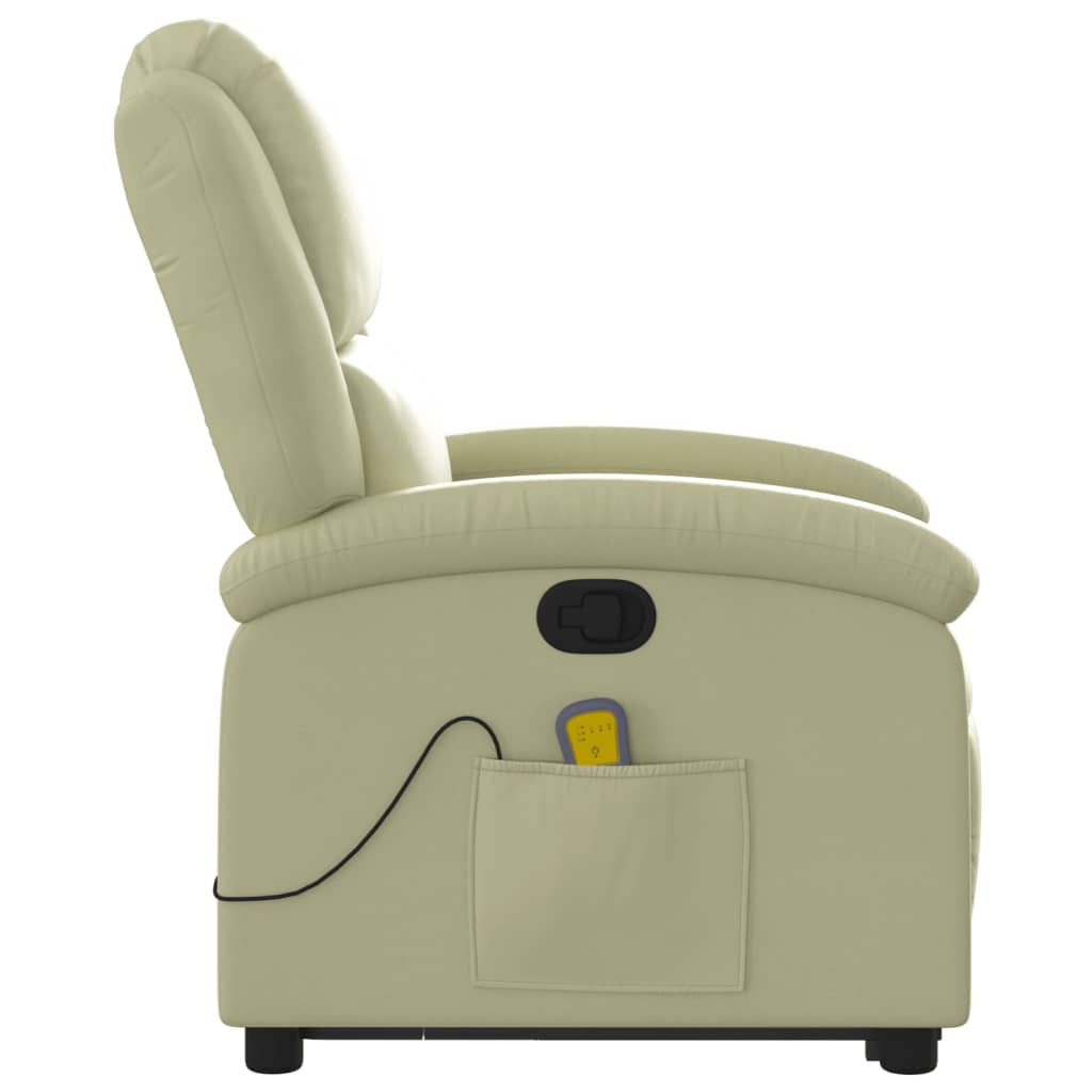 Sta-op-massagestoel verstelbaar echt leer crèmekleurig is nu te koop bij PeponiXL, paradijselijk wonen!
