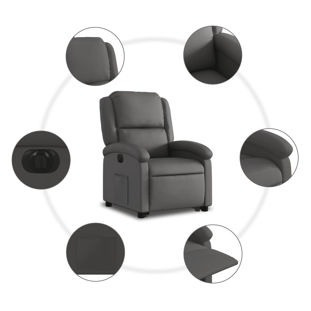Sta-op-stoel elektrisch echt leer grijs is nu te koop bij PeponiXL, paradijselijk wonen!