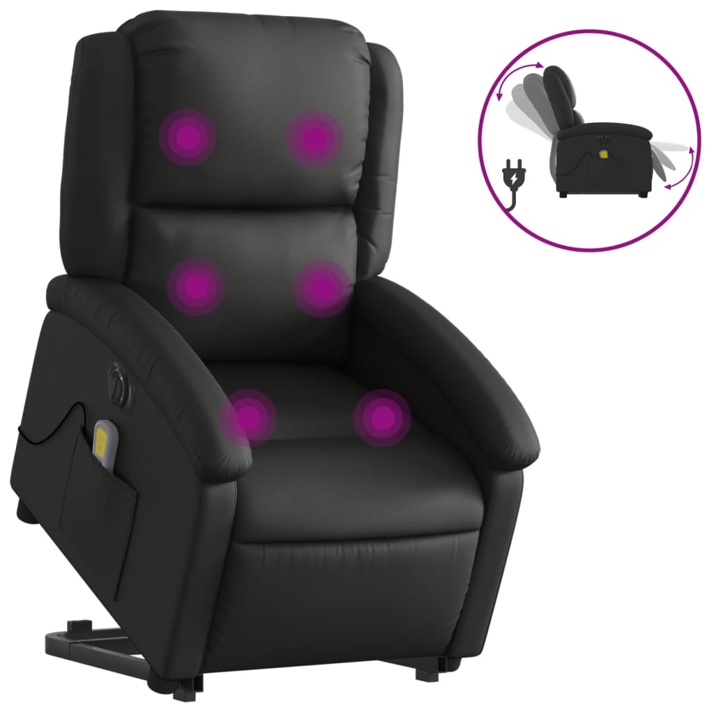 Sta-op-massagestoel elektrisch echt leer zwart is nu te koop bij PeponiXL, paradijselijk wonen!
