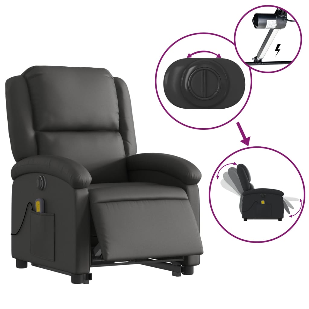 Sta-op-massagestoel elektrisch echt leer zwart is nu te koop bij PeponiXL, paradijselijk wonen!