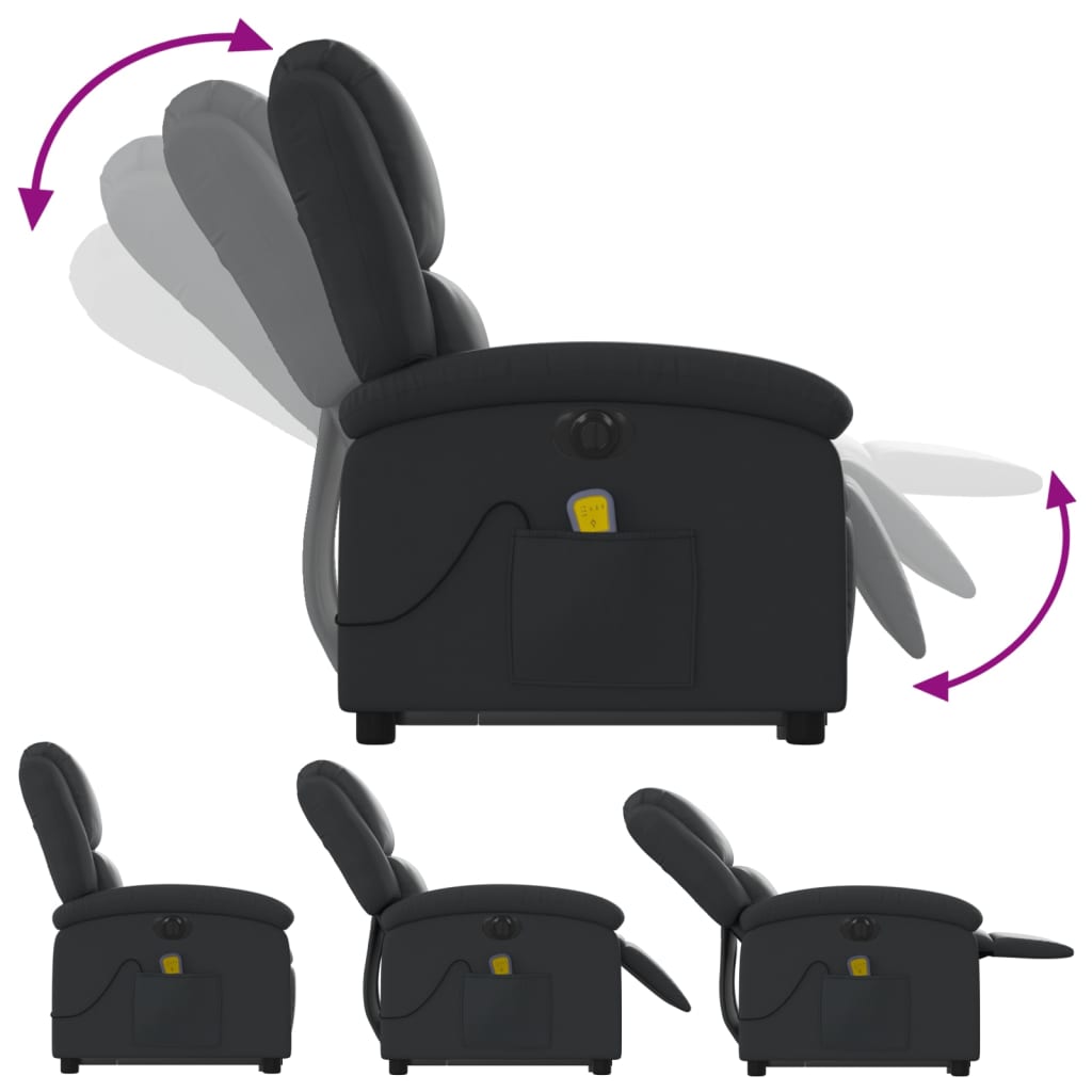 Sta-op-massagestoel elektrisch echt leer zwart is nu te koop bij PeponiXL, paradijselijk wonen!