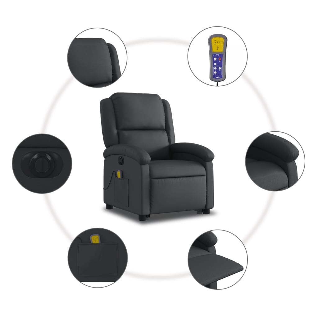Sta-op-massagestoel elektrisch echt leer zwart is nu te koop bij PeponiXL, paradijselijk wonen!
