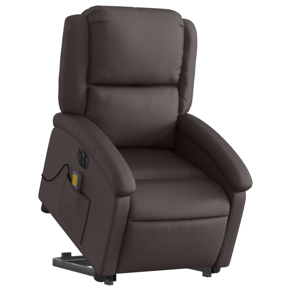 Sta-op-massagestoel elektrisch echt leer donkerbruin is nu te koop bij PeponiXL, paradijselijk wonen!