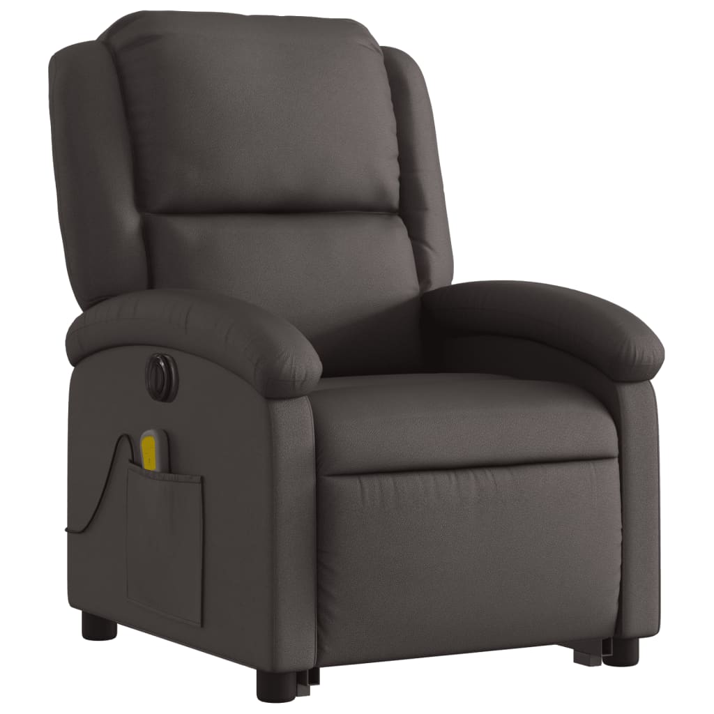 Sta-op-massagestoel elektrisch echt leer donkerbruin is nu te koop bij PeponiXL, paradijselijk wonen!