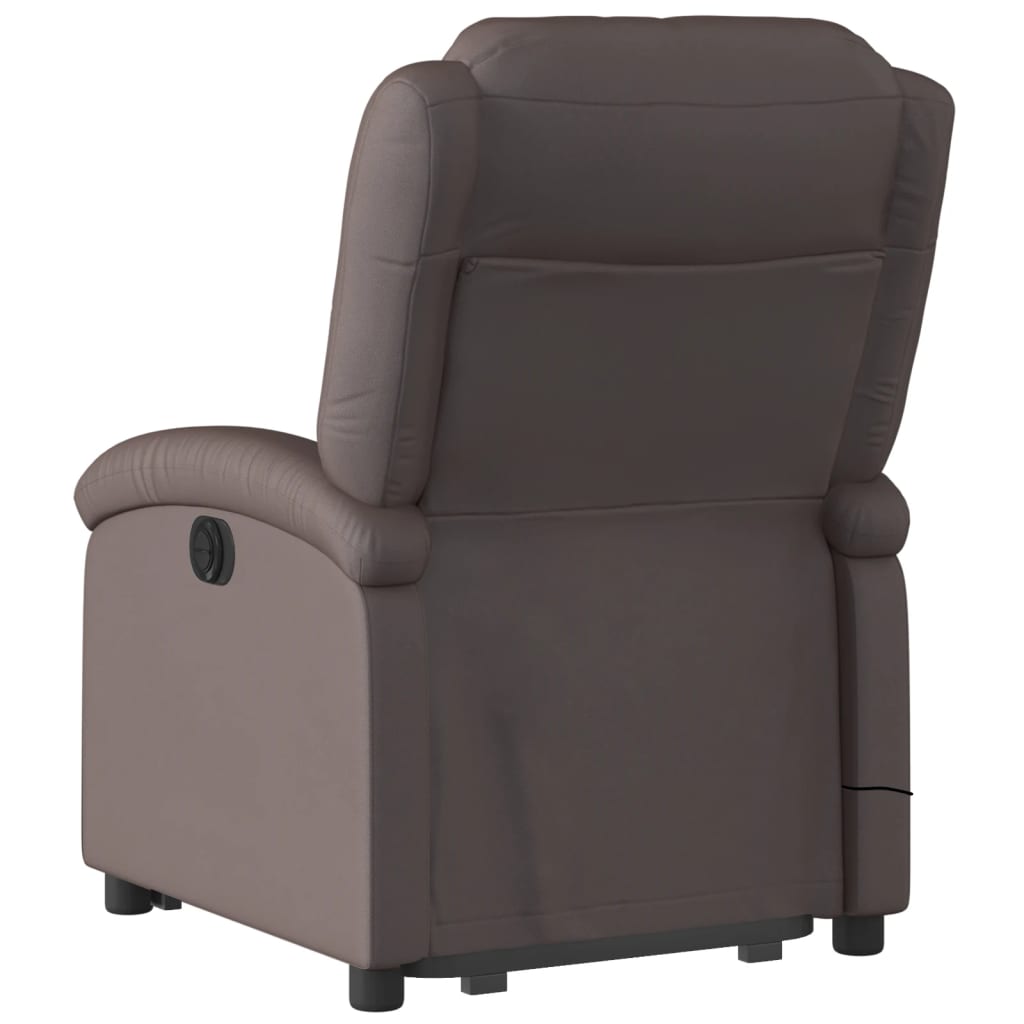 Sta-op-massagestoel elektrisch echt leer donkerbruin is nu te koop bij PeponiXL, paradijselijk wonen!