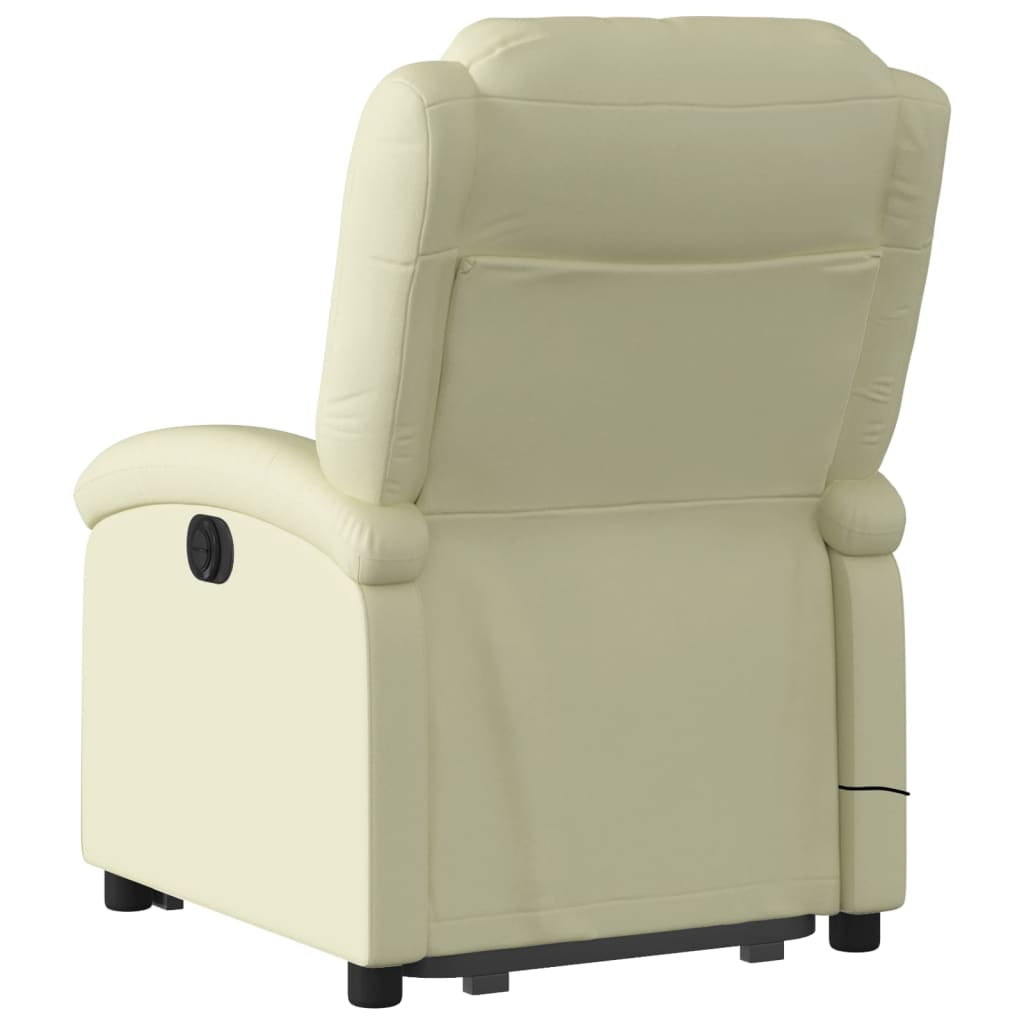Sta-op-massagestoel elektrisch echt leer crèmekleurig is nu te koop bij PeponiXL, paradijselijk wonen!