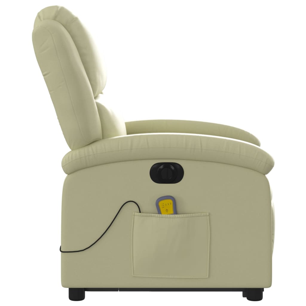 Sta-op-massagestoel elektrisch echt leer crèmekleurig is nu te koop bij PeponiXL, paradijselijk wonen!